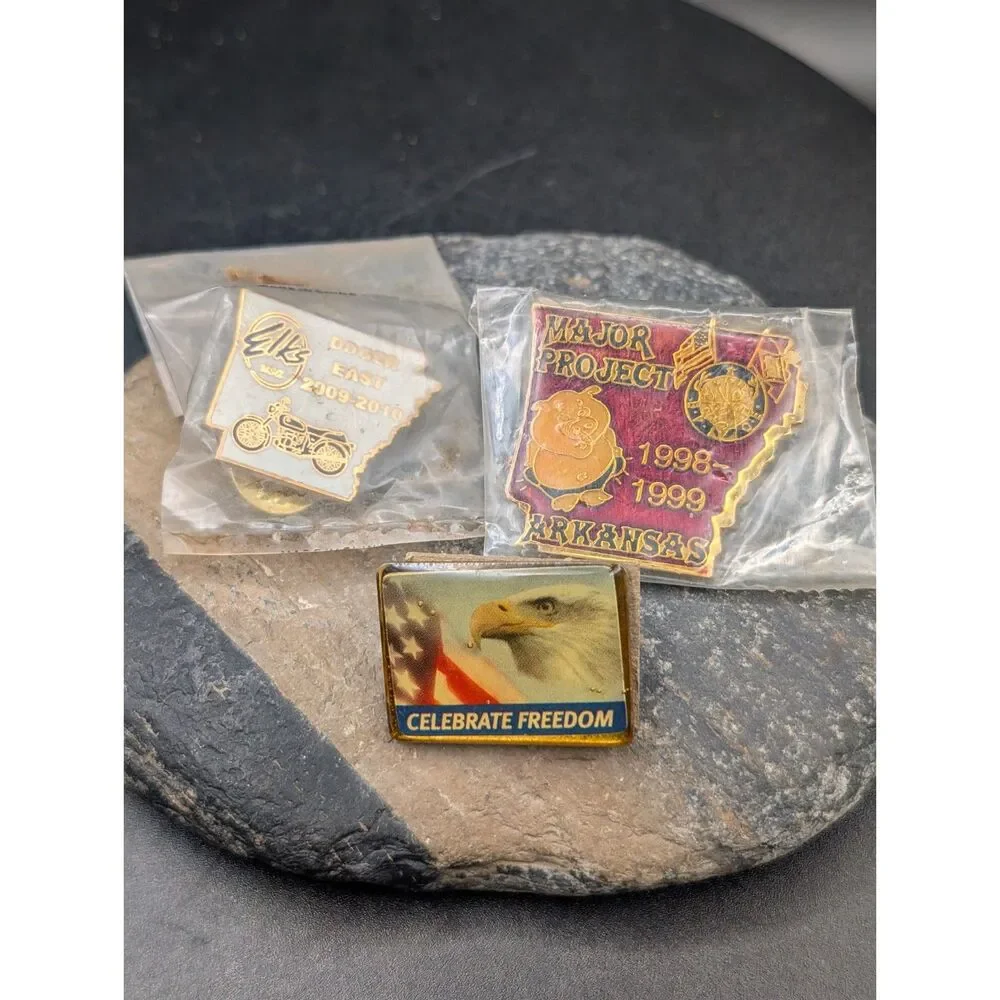 Pin Lot (3) – Arkansas Elks Pins & Celebrate Freedom Eagle Pin
